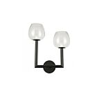 Dainolite NOR-L-112W-MB-CLR Nora 2-Lights 120W Matte Black Incandescent Wall Sconce