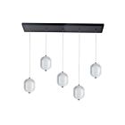 Dainolite PRI-3230LEDHP-MB Peri 5-Lights 30W Clear Pendant