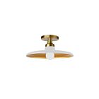 Dainolite QTN-121SF-MW-AGB Quentin 1-Light 60W Matte White and Gold LED Semi Flush Mount