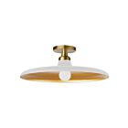 Dainolite QTN-181SF-MW-AGB Quentin 1-Light 60W Matte White and Gold LED Semi Flush Mount