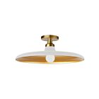 Dainolite QTN-181SF-MW-AGB Quentin 1-Light 60W Matte White and Gold LED Semi Flush Mount