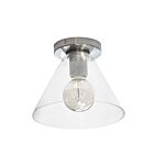 Dainolite RSW-91FH-SC-CLR Roswell 1-Light 60W Satin Chrome Incandescent Flush Mount