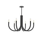 Dainolite WAN-286C-MB Wand 6-Lights 360W Matte Black Incandescent 1-tier Chandelier