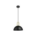 Eglo Calmanera 99693A 1-Light 60 Watt Black and Brass Pendant