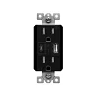 Enerlites 61501-TR2USB3-1A1C-BK 15A 125V Black Receptacle