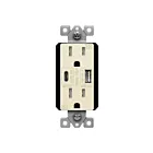 Enerlites 61501-TR2USB3-1A1C-LA 15A 125V Light Almond Receptacle