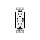 Enerlites 61501-TR2USB3-S-W 15A 125V White Receptacle