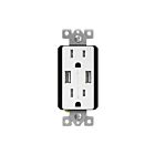 Enerlites 61501-TR2USB-CC-W Dual Type-A USB Charger with 15A Duplex Tamper-Resistant Receptacles and Interchangeable Face Covers