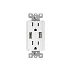 Enerlites 61501-TR2USB-S-W Dual Type-A USB Charger with 15A Duplex Tamper-Resistant Receptacles
