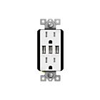 Enerlites 61501-TR3USB-CC-W Three Type-A USB Charger with 15A Duplex Tamper-Resistant Receptacles and Interchangeable Face Covers