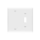 Enerlites 880111-W Combination Two-Gang Wall Plate – Blank and Toggle