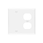 Enerlites 880121-W Combination Two-Gang Wall Plate – Blank and Duplex Receptacle
