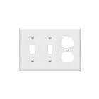 Enerlites 881221-W Combination Three-Gang Wall Plate – 2 Toggles and Duplex Receptacle