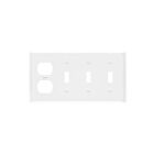 Enerlites 881321-W Combination Four-Gang Wall Plate – 3 Toggles and Duplex Receptacle