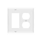 Enerlites 882131-W Combination Two-Gang Wall Plate – Duplex Receptacle and Decorator/GFCI