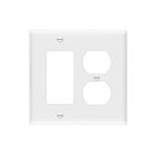 Enerlites 882131M-W Combination Two-Gang Wall Plate – Duplex Receptacle and Decorator/GFCI, Mid-Size