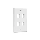 Enerlites SI8874-W Screwless Keystone Wall Plate, 4 Port