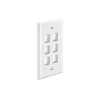 Enerlites SI8876-W Screwless Keystone Wall Plate, 6 Port