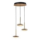 ET2 Lighting E21543-90BKGLD Saucer 3-Lights 24W Black/Gold Pendant