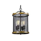 Galaxy Lighting 922770BK-WD 4-Lights 240W Black and Wood Pendant