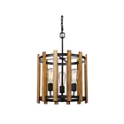Galaxy Lighting 922781BK-WD 3-Lights 180W Black and Wood Pendant
