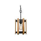 Galaxy Lighting 922784BK-WD 60W Black and Wood Pendant
