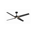 Kendal Lighting ALESTRA AC30356-BLK-OCB 4-blades Matte Black/Oilcan Brass 17W 56" Ceiling Fan