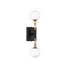 Kendal Lighting AMBIENCE PF100-2LWL-BLK-BRS Black 2-Lights 80W Wall Sconce