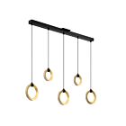 Kendal Lighting PF328-5LBR-BLK-BRS Black & Brass 5-Lights 36W Pendant