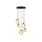 Kendal Lighting PF328-5LPA-BLK-BRS Black & Brass 5-Lights 36W Pendant