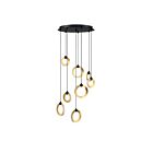 Kendal Lighting PF328-8LPA-BLK-BRS 8-Lights 56W Black Brass LED Cord Pendant