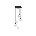 Kendal Lighting PF330-5L-A-CLR Oriana 19W Black Pendant CCT Selectable