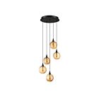 Kendal Lighting PF330-5L-D-BRZ Oriana 19W Black Pendant CCT Selectable