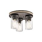 Kichler 38204 3-Lights Anvil Iron 60W Flush Mount Ceiling Light