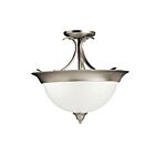 Kichler 3623NI 3-Lights Brushed Nickel 60W Semi-Flush Mount Ceiling Light