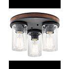 Kichler 38200 3-Lights Distressed Black 60W Flush Mount Ceiling Light