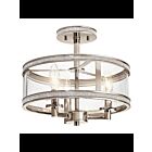 Kichler 38213 3-Lights Polished Nickel 60W Semi-Flush Mount Ceiling Light