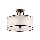 Kichler 42386MIZ 3-Lights Mission Bronze 100W Semi-Flush Mount Ceiling Light
