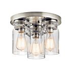 Kichler 42891NI 3-Lights Brushed Nickel 75W Flush Mount Ceiling Light