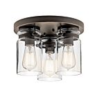 Kichler 42891OZ 3-Lights Olde Bronze 75W Flush Mount Ceiling Light