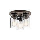 Kichler 42891OZ 3-Lights Olde Bronze 75W Flush Mount Ceiling Light