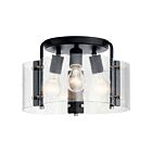 Kichler 42954BK 3-Lights Black 75W Semi-Flush Mount Ceiling Light