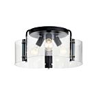 Kichler 42955BK 3-Lights Black 75W Semi-Flush Mount Ceiling Light