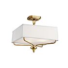 Kichler 43309NBR 3-Lights Natural Brass 100W Semi-Flush Mount Ceiling Light