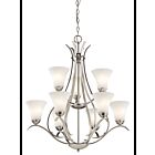 Kichler 43506NI 9-Lights Brushed Nickel 100W 2-Tier Chandelier