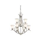 Kichler 43506NI 9-Lights Brushed Nickel 100W 2-Tier Chandelier