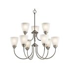 Kichler 43639NI 9-Lights Brushed Nickel 100W 2-Tier Chandelier