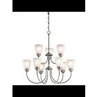 Kichler 43639NIL18 9-Lights Brushed Nickel 10W LED 2-Tier Chandelier