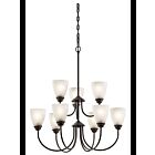 Kichler 43639OZ 9-Lights Olde Bronze 100W 2-Tier Chandelier