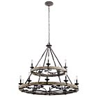 Kichler 43826WZC 15-Lights Weathered Zinc 60W 2-Tier Chandelier